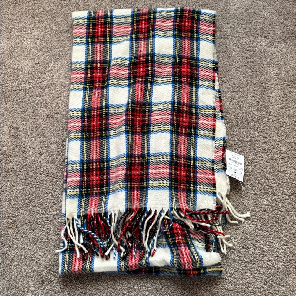 J. Crew Multicolor Plaid Scarf with Fringe